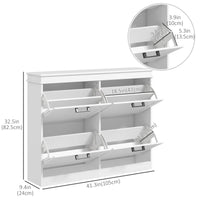 Shoe Storage Cabinet with 4 Flip Drawers and Adjustable Shelves, Narrow Shoe Cabinet for 20 Pairs of Shoes, White
