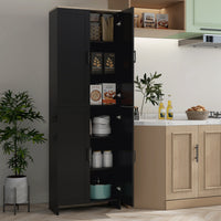 67" 4-Door Kitchen Pantry Cabinet, Freestanding Storage Cabinet Cupboard with Adjustable Shelves, Black