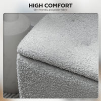 Modern Storage Bench, Ottoman with Storage and Lamb's Wool Upholstery for Living Room, Bedroom, Grey