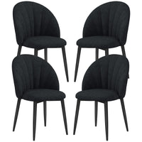 Modern Dining Chairs Set of 4, Upholstered Dining Room Chairs with Metal Legs, Shell Backrest, Padded Seat, Black