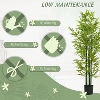 5FT Artificial Bamboo Tree, Faux Decorative Plant in Nursery Pot for Indoor Decor, Set of 2