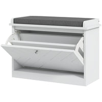 Shoe Storage with Seat, Upholstered Hallway Bench, Shoe Bench with Flip Drawer, Adjustable Shelf for 4-6 Pairs of Shoes