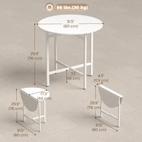 Drop Leaf Table, Folding Dining Table for Small Spaces 80 cm, White