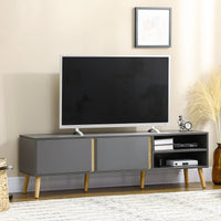 TV Stand for TVs up to 55", TV Cabinet with Shelves and Cable Holes, Entertainment Unit for Living Room, Dark Grey