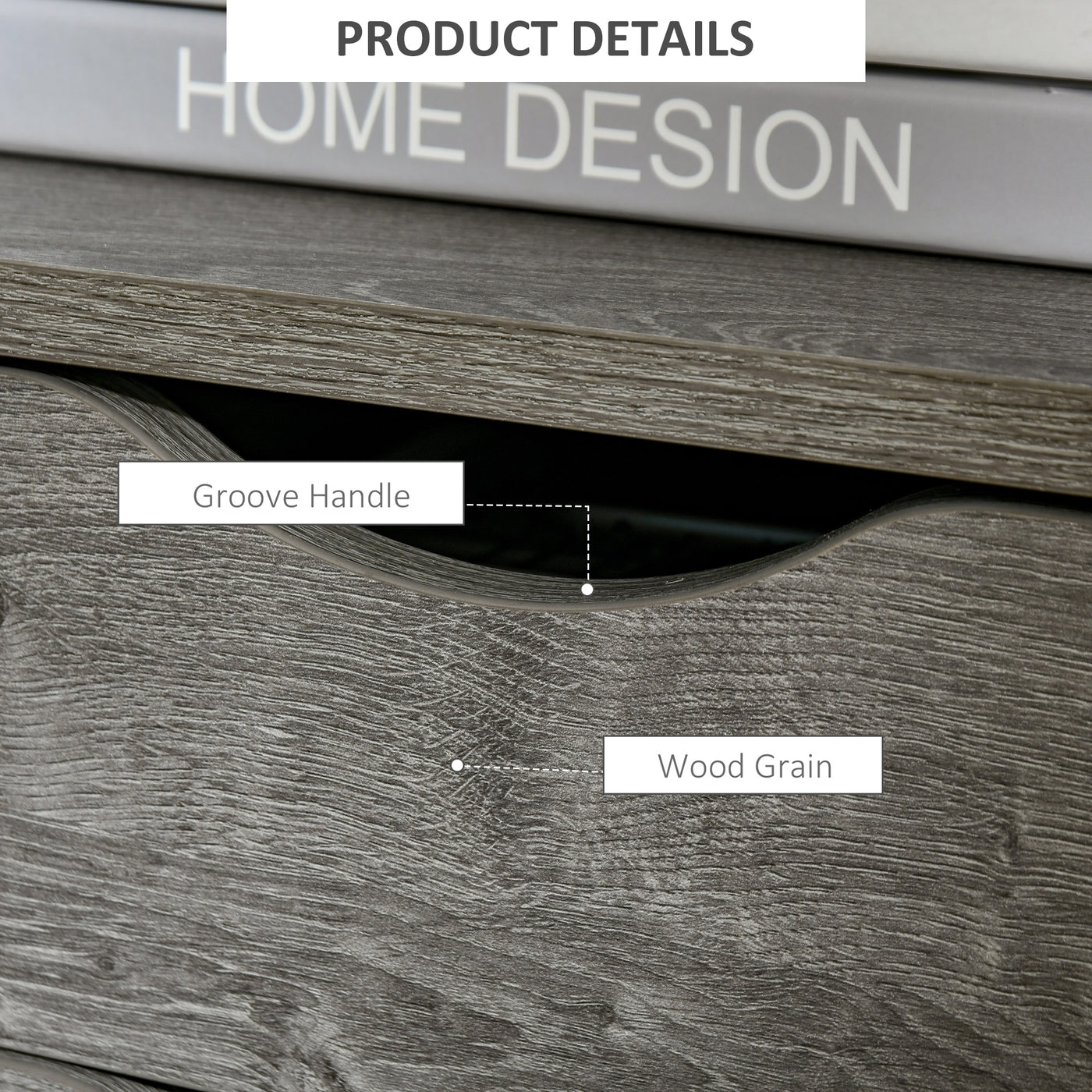 Nightstand with 2 Drawers, Industrial Side Table with Storage Shelf, Accent End Table for Bedroom, Living Room, Grey
