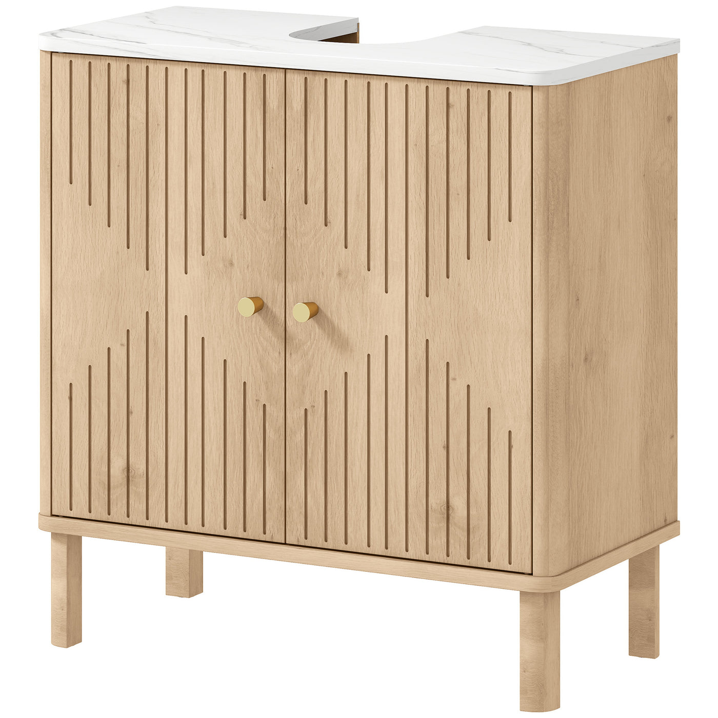 Floor Standing Bathroom Vanity, Bathroom Vanity Cabinet with Adjustable Shelf, Oak