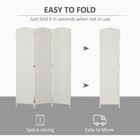 6ft Folding Room Divider, 3 Panel Wall Partition with Wooden Frame for Bedroom, Home Office, White