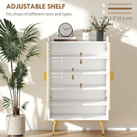 Entryway Shoe Storage Cabinet, Narrow Shoe Cabinet with Adjustable Shelves and Open Shelf for 15 Pairs of Shoes, Natural