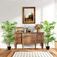 Artificial Bamboo Tree Set of 2, 5ft Fake Tree with Realistic Leaf and Natural Trunk, Decorative Plant in Nursery