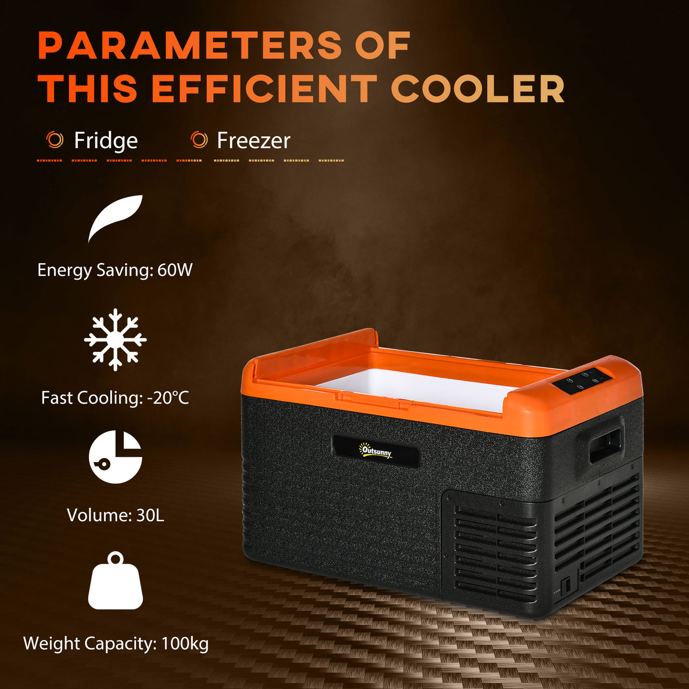 32 Quart Car Fridge, Portable Freezer, Electric Cooler Box with 12/24V DC and 100-240V AC for Camping, Driving, Picnic