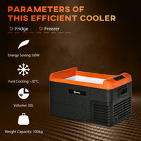 32 Quart Car Fridge, Portable Freezer, Electric Cooler Box with 12/24V DC and 100-240V AC for Camping, Driving, Picnic