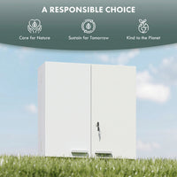 Wall Mount Medicine Cabinet, Bathroom Cabinet with 4 Tier Shelves, Lockable with 2 Keys for Kitchen, White