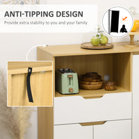 Modern Microwave Stand, Microwave Cabinet with Drawer, Storage Cupboards and Cable Hole for Kitchen, Dining Room, White