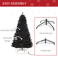 7ft Artificial Christmas Tree Holiday Home Indoor Decoration with Automatic Open, Black