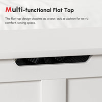 31.5 Inches Storage Chest, Storage Trunk with 2 Safety Hinges, Wooden Box for Living Room, White Wood Grain