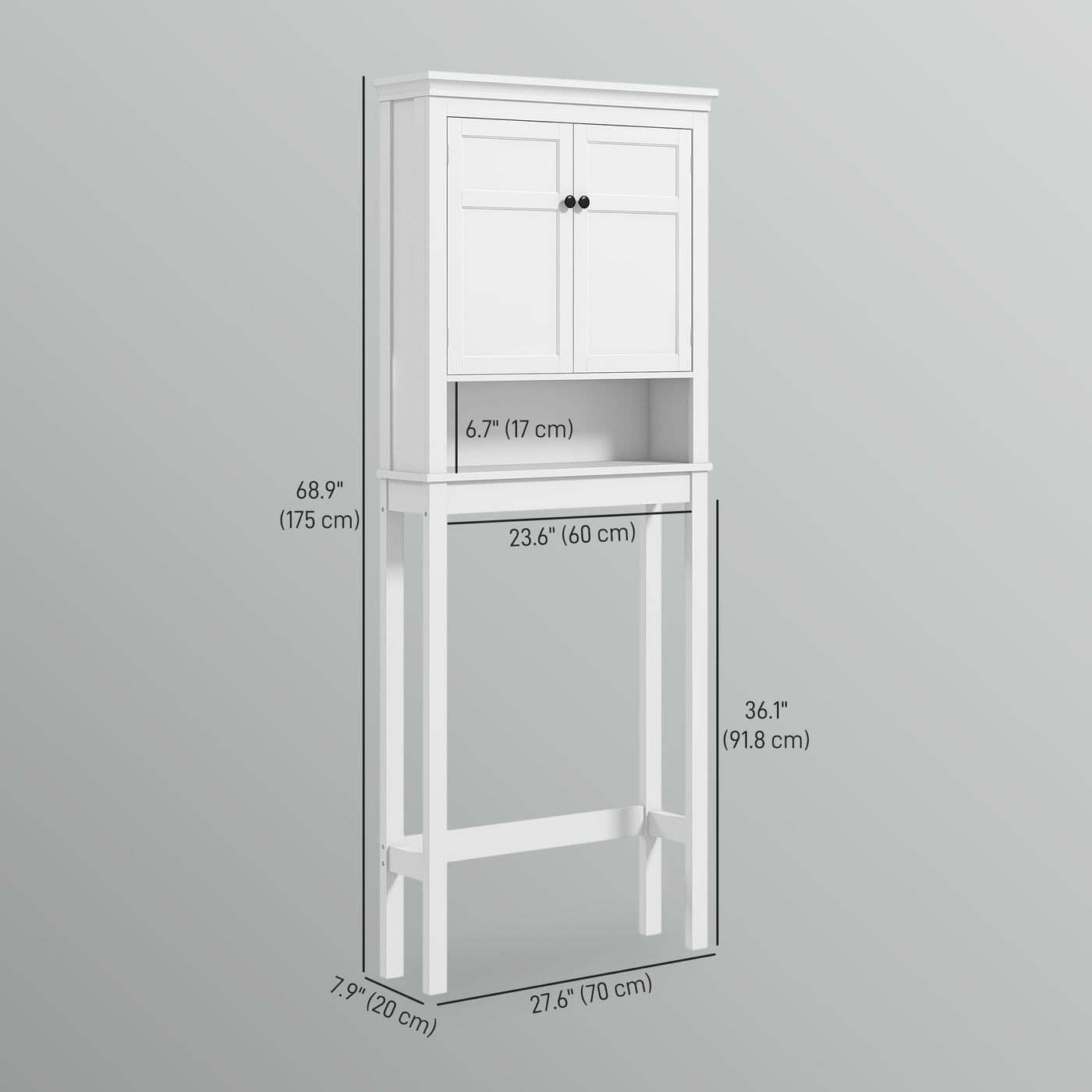 3-Tier Over Toilet Storage Unit Washing Machine Cabinet Dryer Cabinet with Adjustable Shelf for Bathroom, Laundry