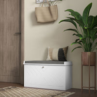 Shoe Storage with Seat, Upholstered Hallway Bench, Shoe Bench with Flip Drawer, Adjustable Shelf for 6-8 Pairs of Shoes