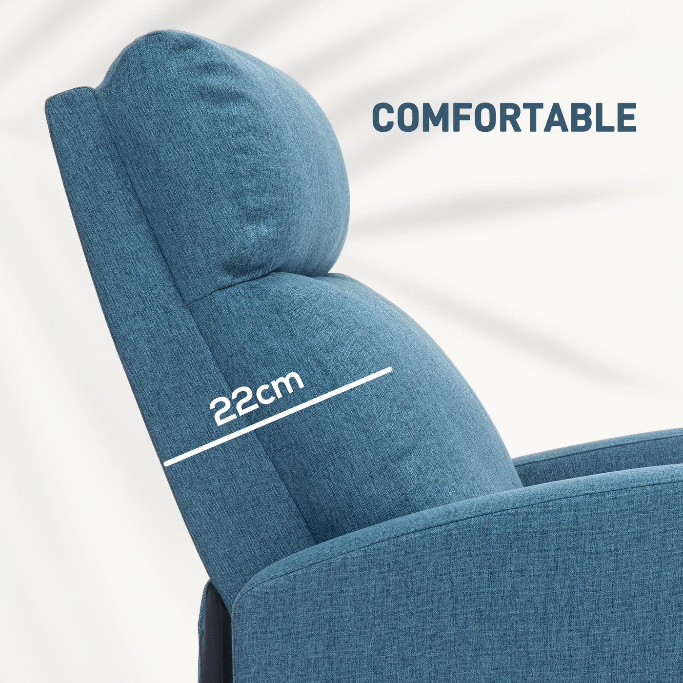 Fabric Recliner Chair Manual Home Theater Seating Single Reclining Sofa Chair with Padded Seat for Living Room, Blue