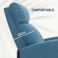 Fabric Recliner Chair Manual Home Theater Seating Single Reclining Sofa Chair with Padded Seat for Living Room, Blue