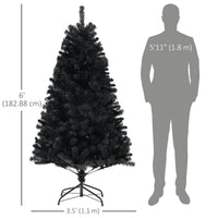 6ft Artificial Christmas Trees with Auto Open and Steel Base, Black