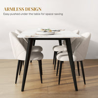 Modern Dining Chairs Set of 4, Upholstered Dining Room Chairs with Metal Legs, Shell Backrest, Padded Seat, Cream White