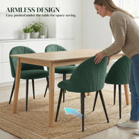 Modern Dining Chairs Set of 4, Upholstered Dining Room Chairs with Metal Legs, Shell Backrest, Padded Seat, Green