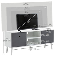 Modern TV Stand Cabinet with Foldable Drawers and Shelves for Living Room, Bedroom, White