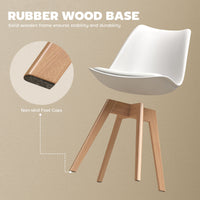 Modern Dining Table Chairs Set of 6, Rubber Wood Kitchen Table Chairs with PU Leather Cushion for Living Room, Bedroom