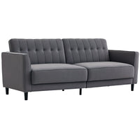 Convertible Bed with Couch, Button Tufted Fabric Sofa Bed with Adjustable Back for Living Room, Charcoal Grey