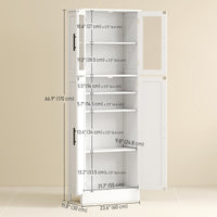 Tall Bathroom Cabinet with Glass Doors, Space-Saving Unit with Adjustable Shelves, Freestanding Storage, White