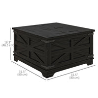 Farmhouse Coffee Table, Square Center Table with Flip-top Lids, Hidden Storage Compartment, Black