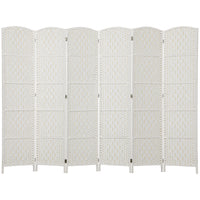 6ft Folding Room Divider, 6 Panel Wall Partition with Wooden Frame for Bedroom, Home Office, White