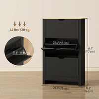 Shoe Storage Cabinet with 3 Flip Drawers and Adjustable Shelves for 12-18 Pairs of Shoes, Black