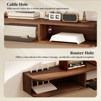 71" Floating TV Stand for TVs up to 75 Inch, Wall Mounted Media Console with Flip Drawer and 2 Open Shelves, Walnut