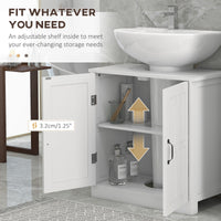 Pedestal Under Sink Cabinet, Bathroom Vanity Cabinet Storage with Double Doors and Adjustable Shelf, White