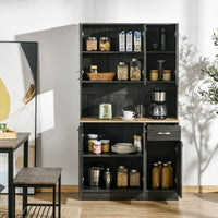 71" Kitchen Buffet with Hutch, Freestanding Kitchen Cabinet with Doors, Drawers, Microwave Counter, Black