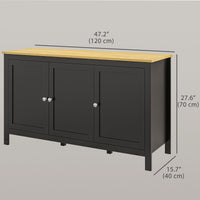 Sideboard, Buffet Cabinet with Doors and Adjustable Shelves for Living Room, Entryway, Black and Natural