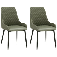 Upholstered Kitchen Chairs, Modern Dining Chairs Set of 2 with Diamond Tufting and Steel Legs for Dining Room, Green