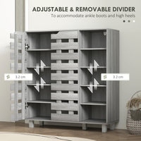 Shoe Cabinet, 21 Pair Shoe Storage Cabinet Organizer with 5-tier Double Door Cabinet and 5-tier Open Shelves, Light Grey
