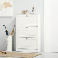 Shoe Cabinet with 3 Flip Drawers, Narrow Shoe Storage Cabinet, Holds 12 Pairs for Entryway, Hallway, White