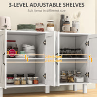 Kitchen Sideboard Cabinet with 4 Barn Doors and 2 Adjustable Shelves, Buffet Table for Living Room, Hallway, White