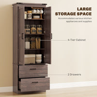 67" Tall Kitchen Pantry Storage Cabinet, Kitchen Pantry Cabinet with Doors, Drawers and Adjustable Shelves