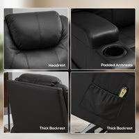 Power Lift Recliner Chair for Elderly, PU Leather Lift Chair with Thick and High Back, Footrest, Remote, Side Pockets, Cup Holders, Reclining Sofa for Living Room, Black