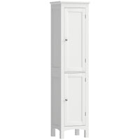 Tall Bathroom Cabinet, Freestanding Storage Organizer with Adjustable Shelves and Cupboards, 15" x 13" x 63", White
