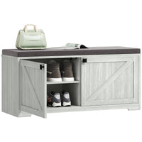 Shoe Storage Bench with Padded Seat, Entryway Bench Holds up to 352 lb, Shoe Organizer, 8 Pairs, Light Grey
