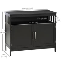 Kitchen Sideboard, Buffet Cabinet, Wooden Storage Console Table with 2-Level Cabinet and Open Shelf, Black
