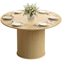 Round Dining Table for 4-6, 47 Inch Kitchen Table with Fluted Pedestal Base, for Kitchen Living Room Dining Room, Natural