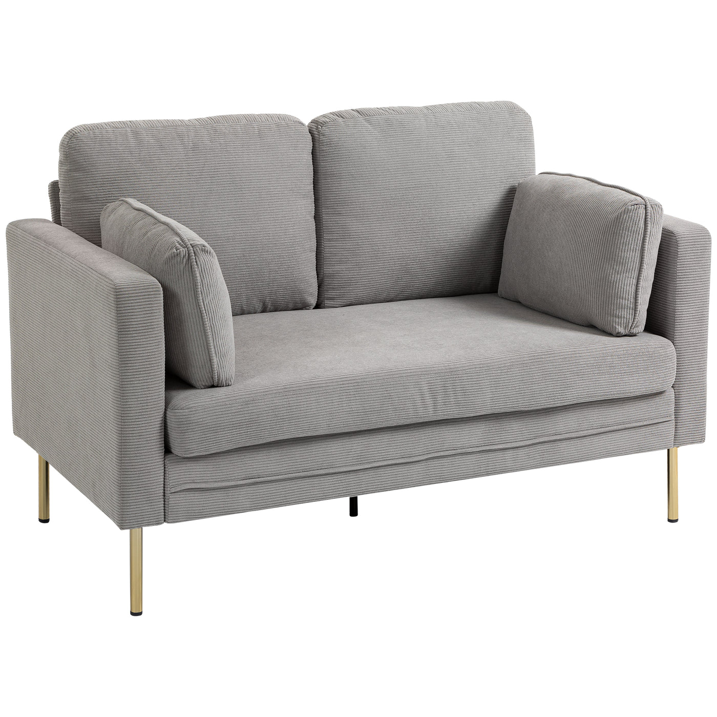 Loveseat Sofa, 55" Small Sofa Couch with 2 Pillows, Metal Legs for Living Room, Bedroom, Apartment, Grey
