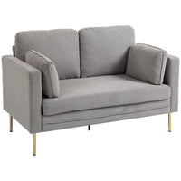 Loveseat Sofa, 55" Small Sofa Couch with 2 Pillows, Metal Legs for Living Room, Bedroom, Apartment, Grey