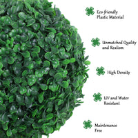 Set of 2 Artificial Ball Boxwood Topiary Trees, 44.1" Fake Plants in Pots for Outdoor Indoor Decor, Dark Green